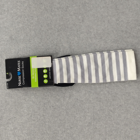Nurse Mates compression socks 12-14mmHg 9-11 Stripe Black - Picture 1 of 4